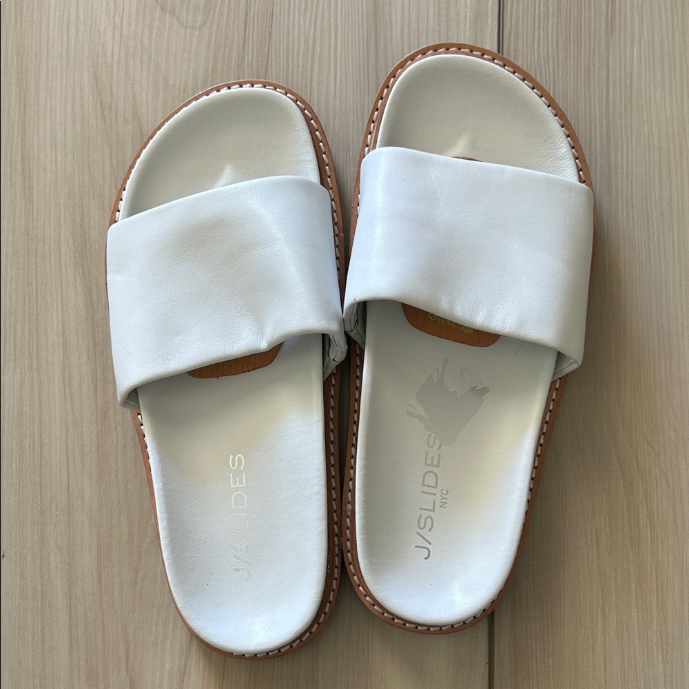 J/SLIDES Women's Cream Slide Sandals